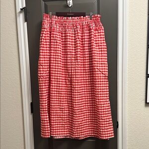 Universal Thread Red Checkered Midi Skirt